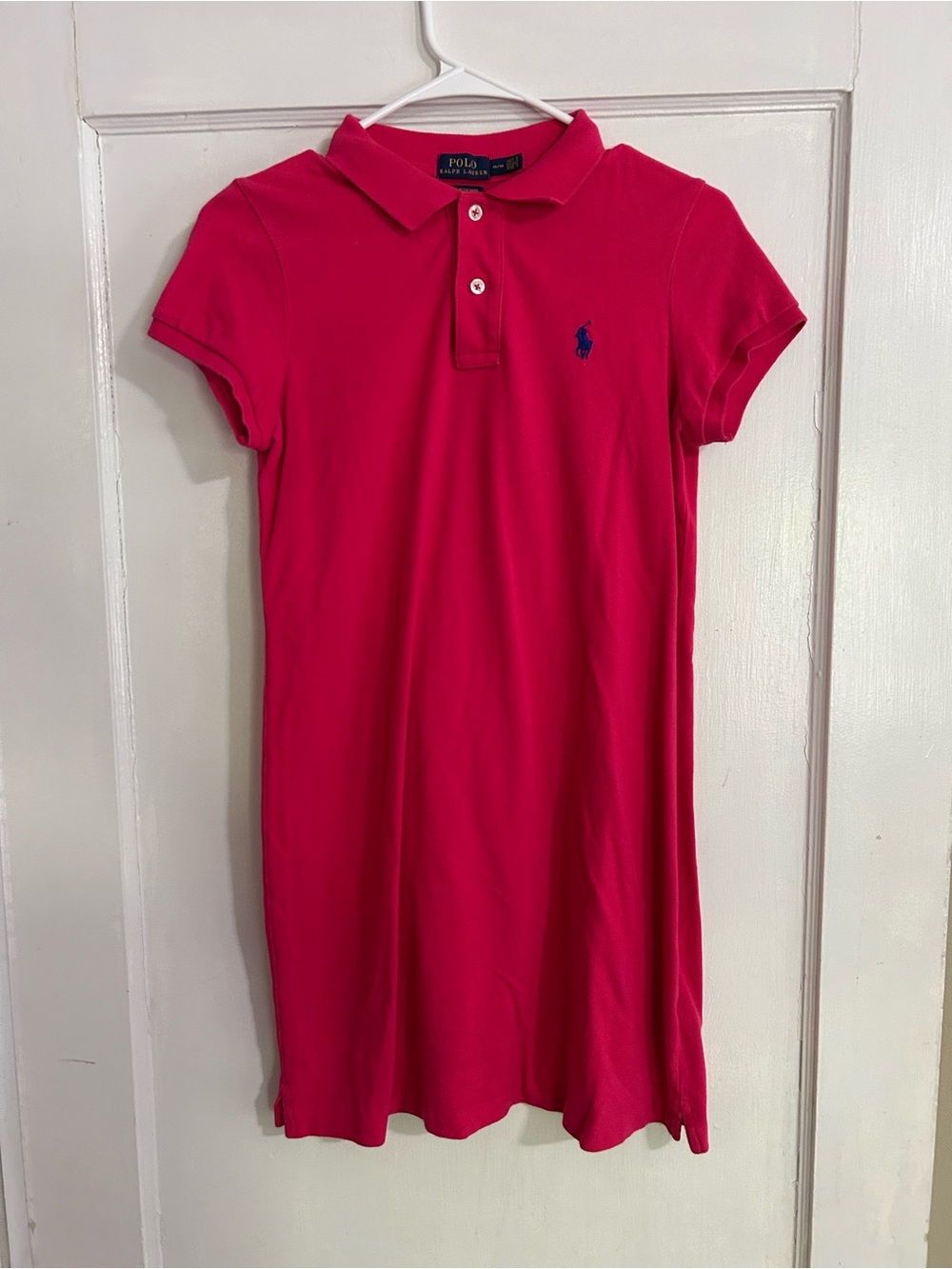 Ralph Lauren Hot Pink Polo Shirt Dress with Blue Logo